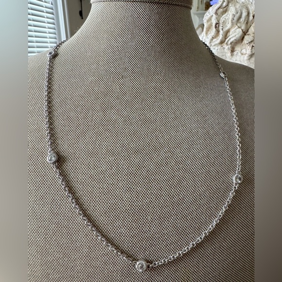 Judith Ripka Jewelry - Judith Ripka Silver Necklace with 5 Crystal Accents 18” With 2” Extender